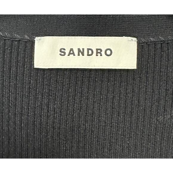 Sandro Temple Twisted Short Sleeve Sweater Black Size 2 US Medium New - Picture 4 of 5